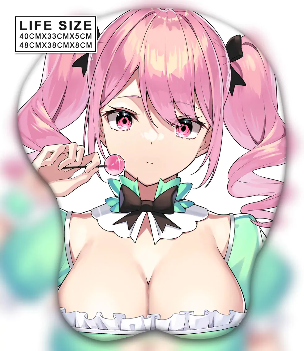 pink double ponytail girl life size oppai mousepad 5966 - Boobie Mouse Pad